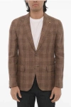 Corneliani Cc Collection Plaid Motif 2-button Blazer With Flap Pockets