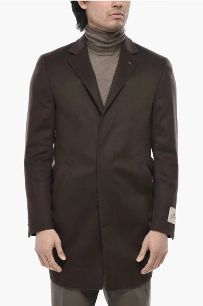 Corneliani Cc Collection Plain Wool And Cashmere Coat In Brown
