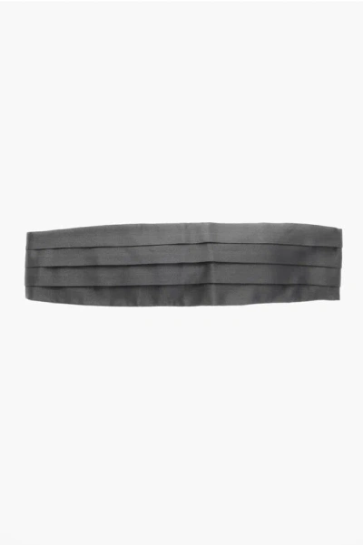 Corneliani Cc Collection Pleated Silk Cummerbund In Gray