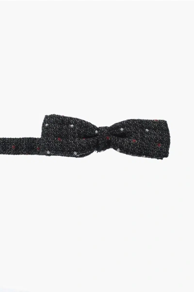 Corneliani Cc Collection Polka Dot Patterned Knitted Bow Tie In Black