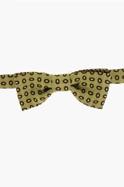 Corneliani Cc Collection Polka Dot Patterned Silk Blend Bow Tie Grösse Unica In Green
