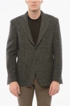 Corneliani Cc Collection Prince Of Wales Motif Wool Relight Single Brea In Black
