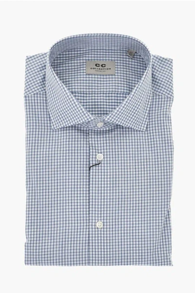 Corneliani Cc Collection Pure Cotton Gingham Shirt In Blue