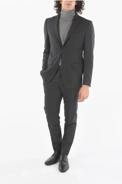 Corneliani Cc Collection Refined Lined Suit With Flap Pocket And Peak L In Gray