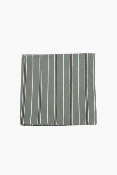 Corneliani Cc Collection Regimental Striped Cotton And Silk Pocket Squa