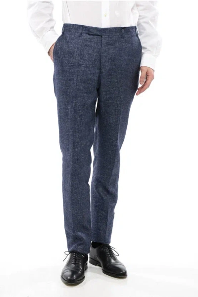 Corneliani Cc Collection Regular Fit Linen Blend Chino Pants In Blue