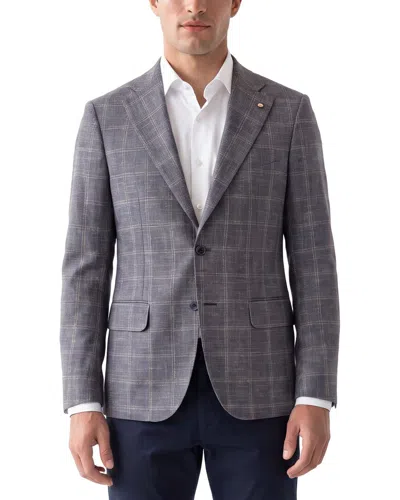 Corneliani Cc Collection Retailored Linen-blend Jacket In Blue
