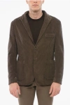 Corneliani Cc Collection Ribbed Velour Ecuador Single Breasted Blazer In Brown