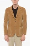 Corneliani Cc Collection Ribbed Velour Refined Single Breasted Blazer In Brown