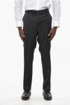 Corneliani Cc Collection Scalloped Hem Virgin Wool Pants In Black