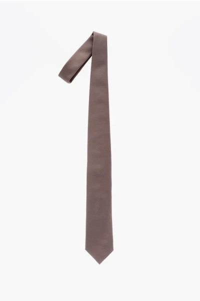 Corneliani Cc Collection Shiny Silk Tie In Brown