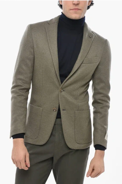 Corneliani Cc Collection Side Vents Notch Lapel Reset 2-button Blazer In Green