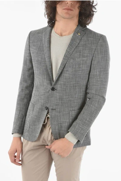 Corneliani Cc Collection Side Vents Notch Lapel Reset 2-button Blazer In Gray
