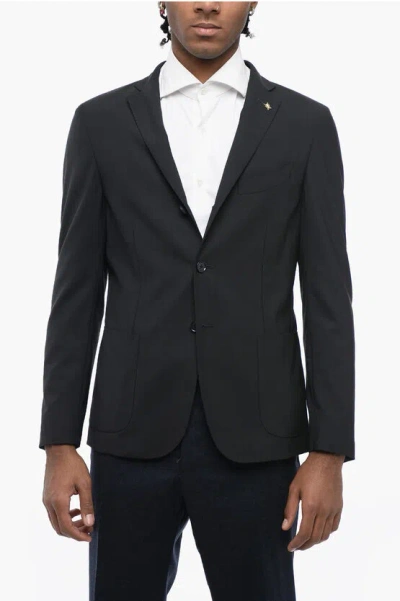 Corneliani Cc Collection Side Vents Notch Lapel Unlined 3-button Blazer In Black