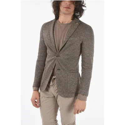 Corneliani Cc Collection Side Vents Reset 2-button Blazer With Golden P In Gray