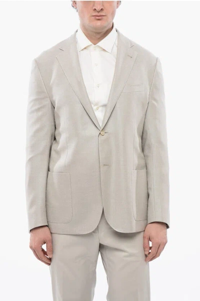Corneliani Cc Collection Silk And Virgin Wool Half-lined 2-buttons Blaz In White