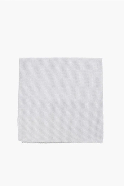 Corneliani Cc Collection Silk Blend Pocket Square With Micro Patterns In White