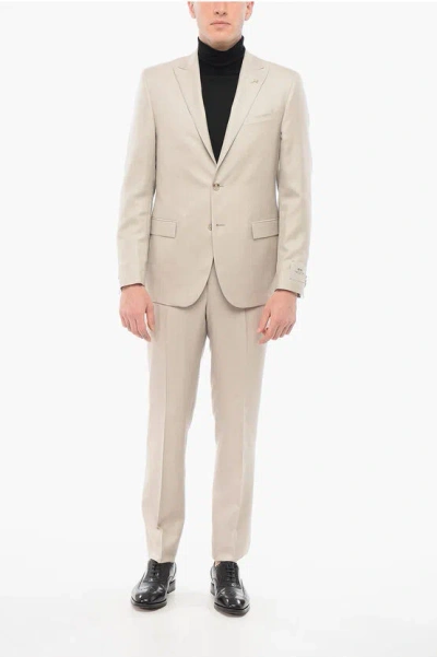 Corneliani Cc Collection Silk Blend Refined Suit With Peak Lapel In Neutral