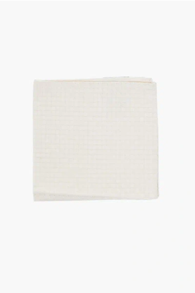 Corneliani Cc Collection Silk Pocket Square With Jacquard Motifs In Gray