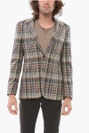 Corneliani Cc Collection Silk Refined Blazer With Check Pattern