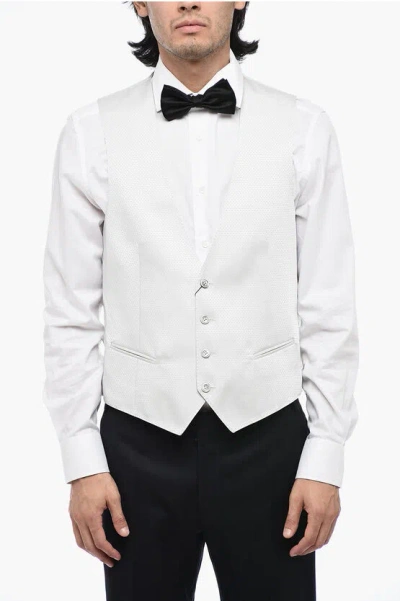 Corneliani Cc Collection Single-breasted Jacquard Satin Vest In White