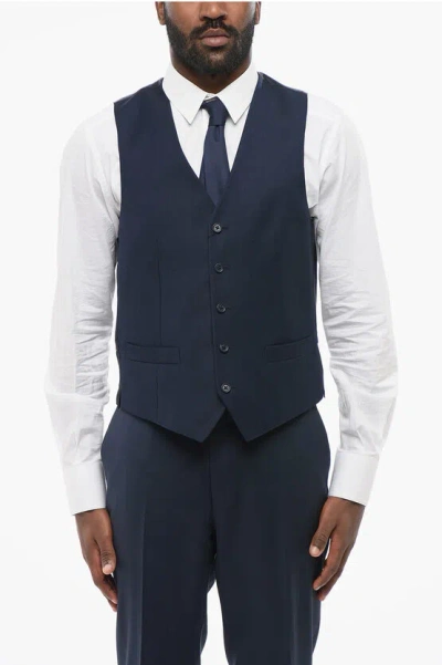 CORNELIANI CC COLLECTION SINGLE-BREASTED REFINED VIRGIN WOOL VEST