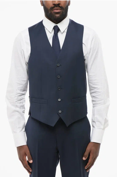 CORNELIANI CC COLLECTION SINGLE-BREASTED REFINED VIRGIN WOOL VEST
