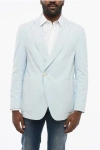 Corneliani Cc Collection Single Breasted Reset Blazer With Patch Pocket In Blue