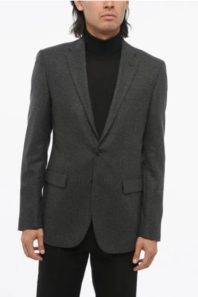 Corneliani Cc Collection Single Breasted Wool Blazer With Flap Pockets