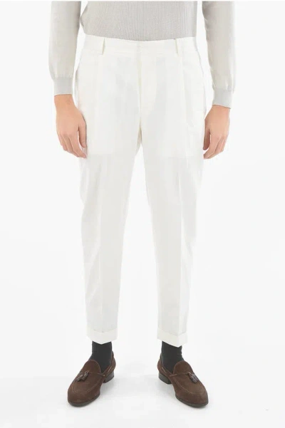Corneliani Cc Collection Single Pleat Stretch Cotton Reset Pants