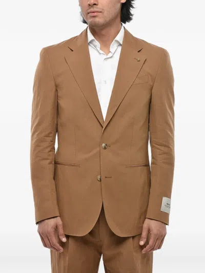Corneliani Cc Collection Single-breasted Cotton-blend Suit In Brown