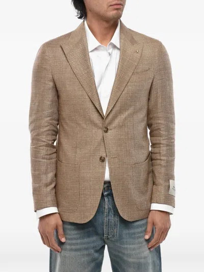 Corneliani Cc Collection Single-breasted Peak-lapel Blazer In Brown
