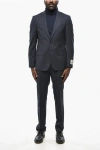 Corneliani Cc Collection Slim Fit Virgin Wool Suit With Notch Lapel In Blue