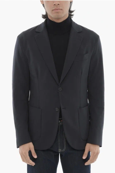 Corneliani Cc Collection Smart Jkt Nylon Stretch Blazer With Patch Pock In Black