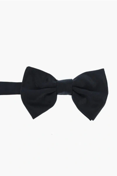 Corneliani Cc Collection Solid Color Satin Bow Tie In Blue