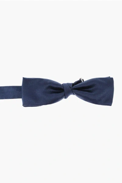 Corneliani Cc Collection Solid Color Silk Bow Tie In Blue
