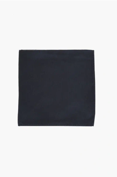 Corneliani Cc Collection Solid Color Silk Pocket Square In Black