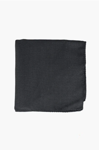 Corneliani Cc Collection Solid Color Silk Pocket Square In Black