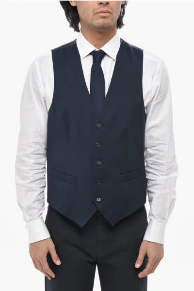 Corneliani Cc Collection Solid Color Waistcoat With Martingale In Blue