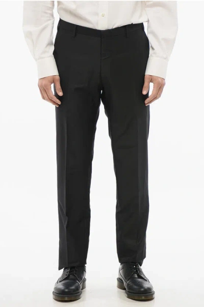 Corneliani Cc Collection Solid Color Wool And Silk Cerim.reset Pants Wi