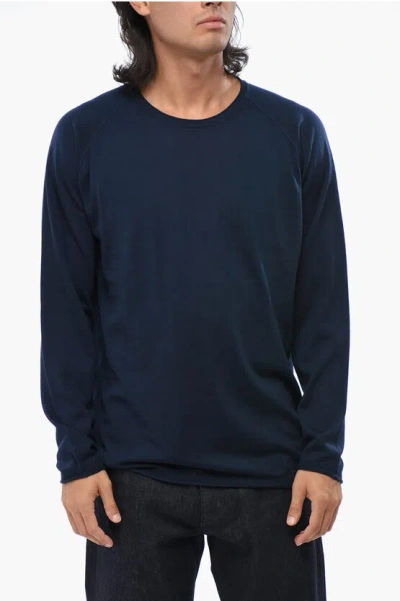 Corneliani Cc Collection Solid Color Wool Crew-neck Sweater In Blue