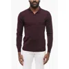 Corneliani Cc Collection Solid Color Wool Sweater With Polo Neck