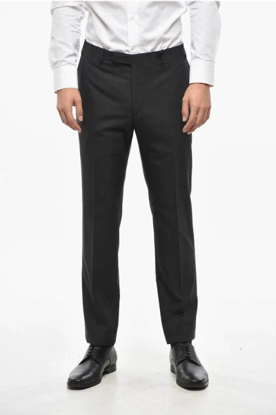 Corneliani Cc Collection Straight Leg Virgin Wool Right Pants In Black