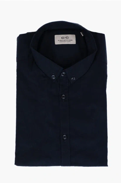 Corneliani Cc Collection Stretch Cotton Button-down Shirt In Blue