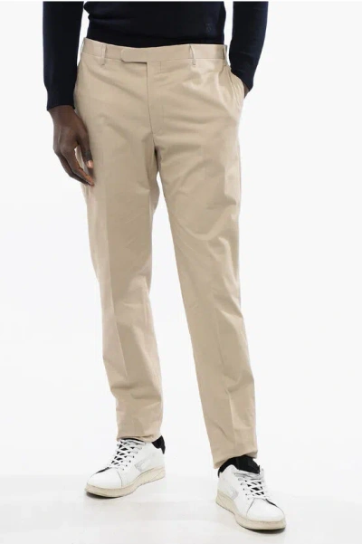 Corneliani Cc Collection Stretch Cotton Chinos Pants With Belt Loops In Gray