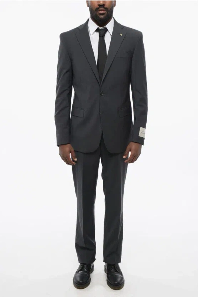Corneliani Cc Collection Stretch Virgin Wool Refined Suit With Notch La In Blue