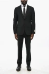 Corneliani Cc Collection Stretch Wool Suit With Flap Pockets In Black