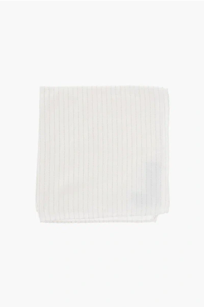 Corneliani Cc Collection Striped Silk Pocket Square In Gray