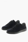Corneliani Cc Collection Suede Low-top Sneakers With Beetle Detail In Blue