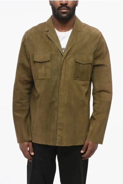 Corneliani Cc Collection Suede Unlined Jacket With Side Slits